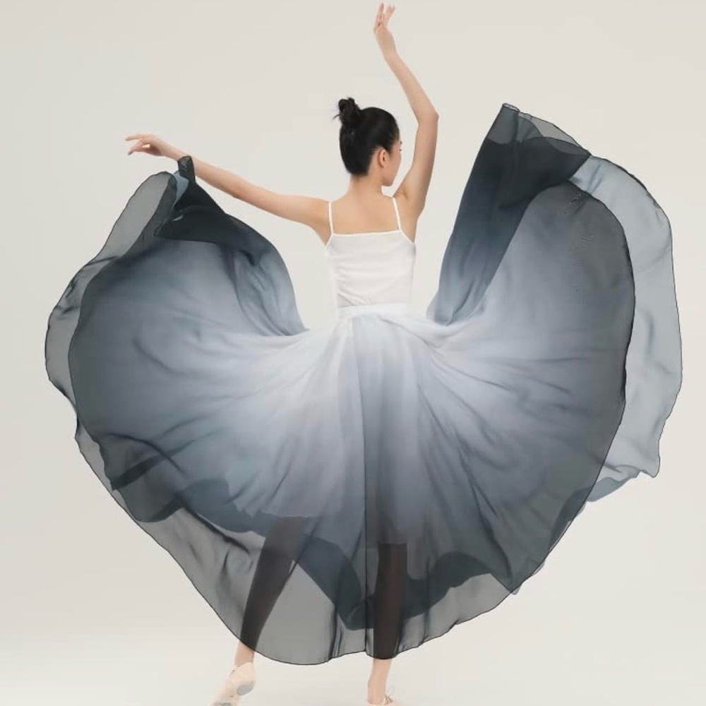 F5 Women's Lyrical Dance Skirt Gradient Color Long Swing Wrap Skirts Ballet